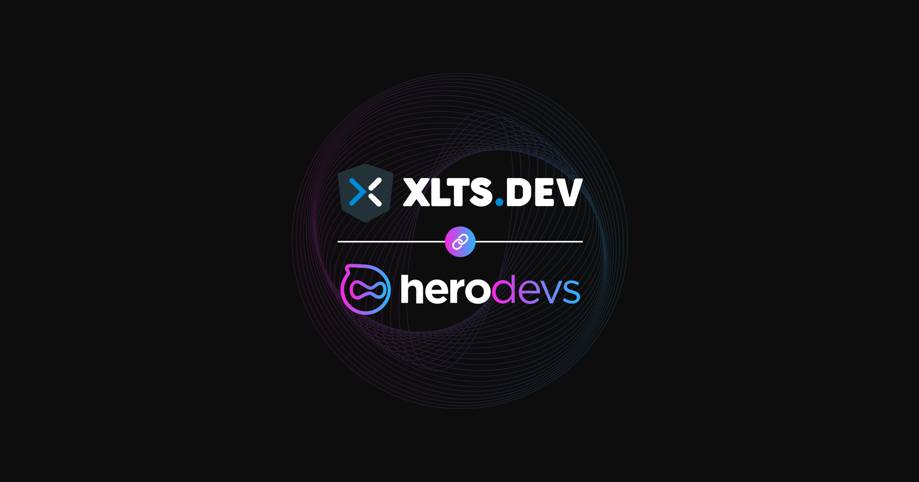XLTS and HeroDevs, connected via a metaphoric chain link.